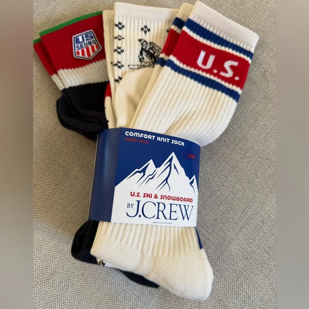 J CREW SIZE S/M U.S. Ski & Snowboard by J.Crew cotton socks three-pack $48‎